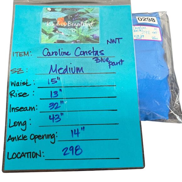 Caroline Constas Satin Trouser Pant SZ M Wide Leg Flowy Quiet Luxury Blue NEW - Picture 6 of 10